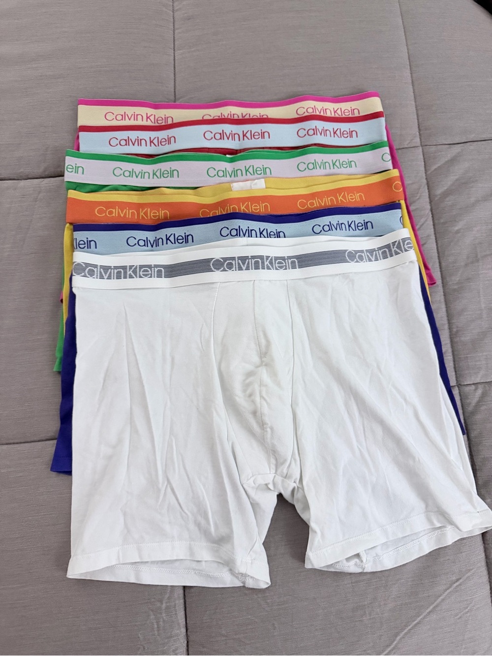 Calvin Klein White Boxer Briefs with Assorted Color Waistbands